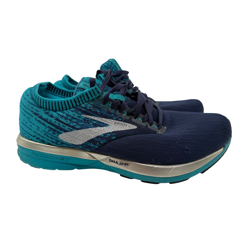 Brooks Ricochet Running Shoes Womens 10.5 Blue Excellent DNA AMP Knit Sneaker